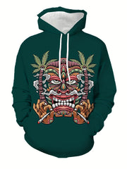 Monster Print Hoodie Graphic Hooded Pullover Mens Clothing Autumn Winter