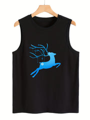 Christmas Deer & Snowflake Pattern Sports Vest Sleeveless Top