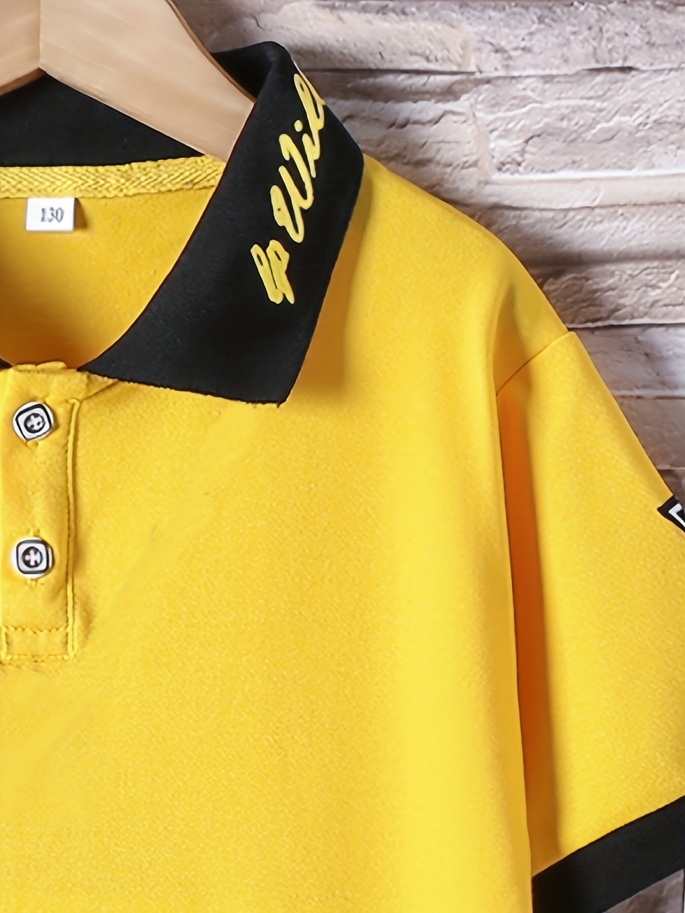 Boys Letter Print Casual Outfit Polo Shirt & Cargo Shorts Set