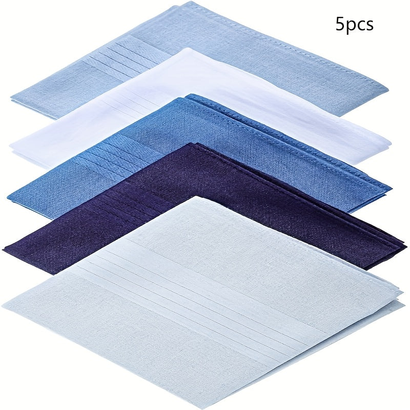 5pcs Men's Pocket Handkerchiefs Assorted Colors Teal Brown Durable Fabric