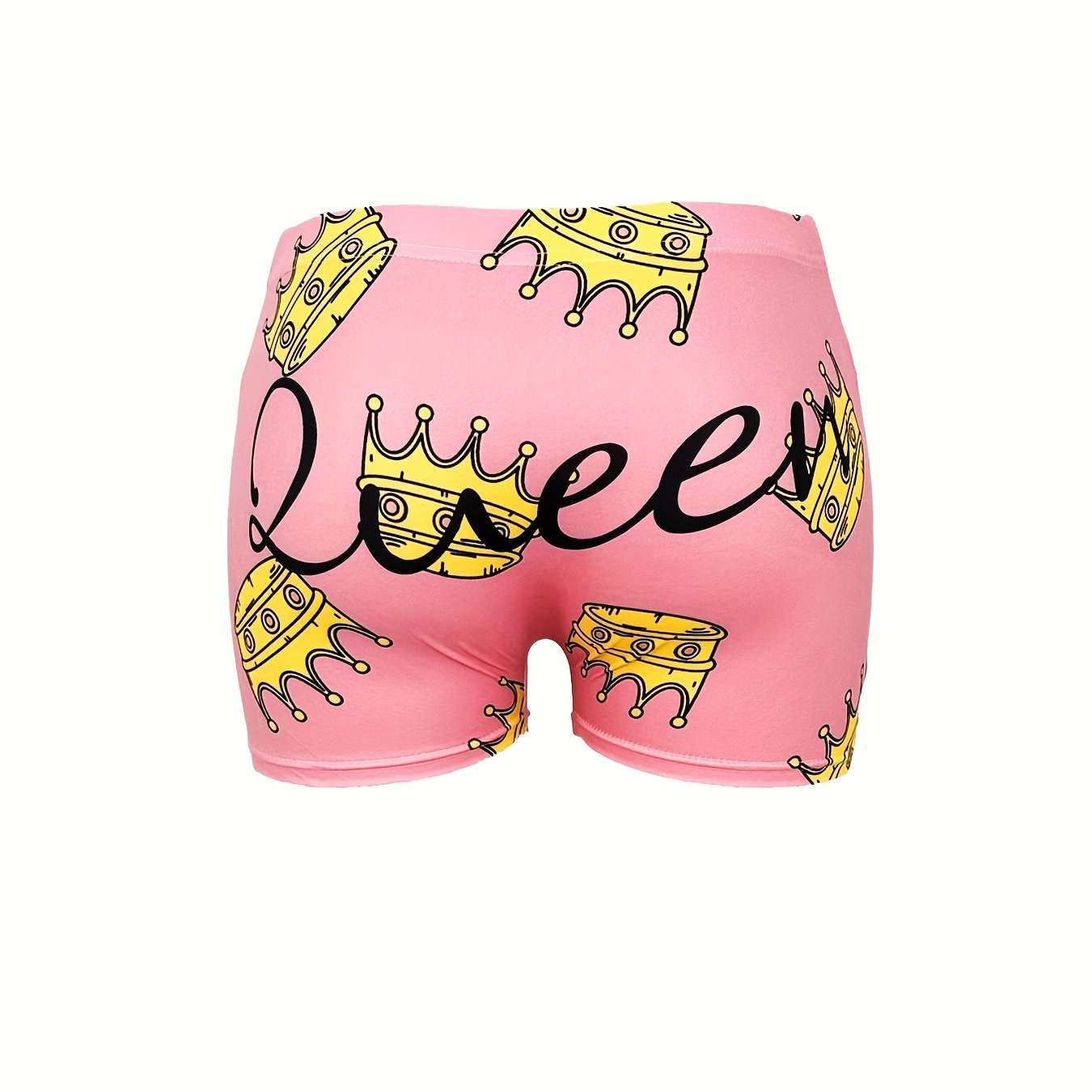 Crown Print Skinny Yoga Shorts for Women