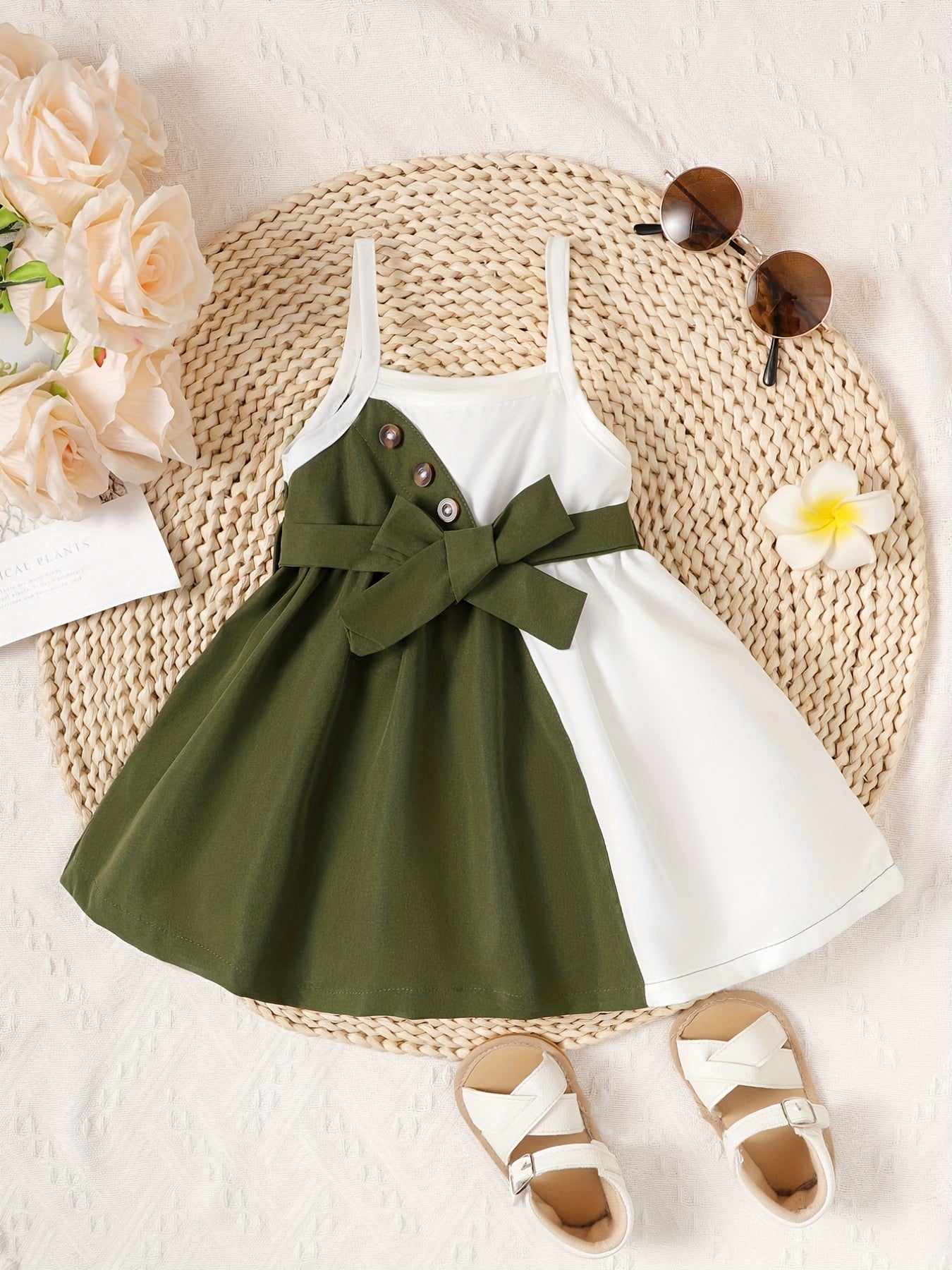 Baby Boys Casual Block Button Front Belted Cami Dress