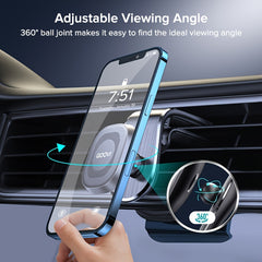 QOOVI Magnetic Car Phone Holder Air Vent Mount 360 Degree GPS Support