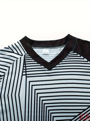 Men's Geometric Pattern V Neck Tee for Spring Fall