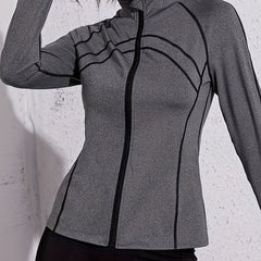 Stand up Collar Zipper Yoga Jacket Long Sleeve