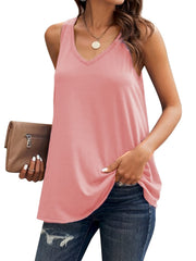 Sleeveless V-neck Tank Top Women's Casual Fit