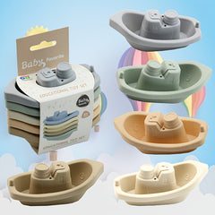 5pcs Kids' Bathing Toys Colorful Boat Folding Cups Tower Water Sprinkling Toys