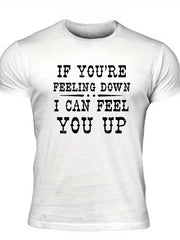Slightly Stretch Men's Letter Print T-shirt