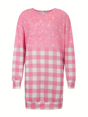Casual Dress Women's Plus Allover Print Long Sleeve