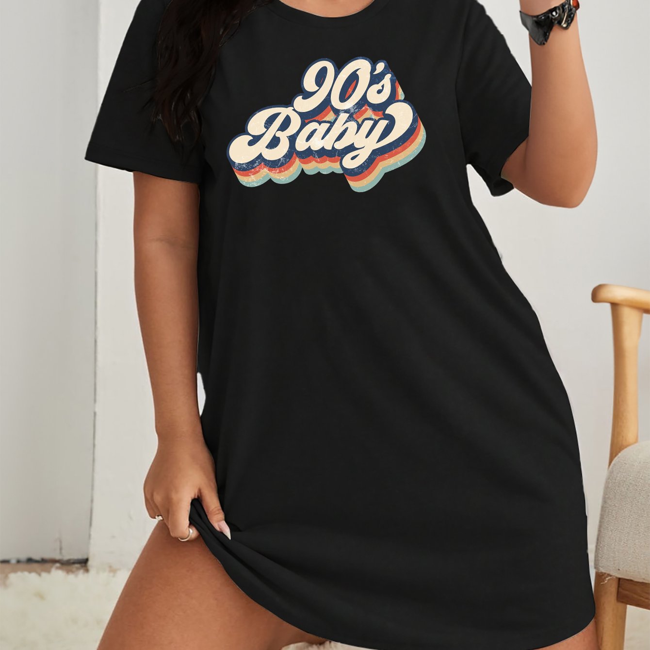 '90s' Letter Print Tee Nightdress