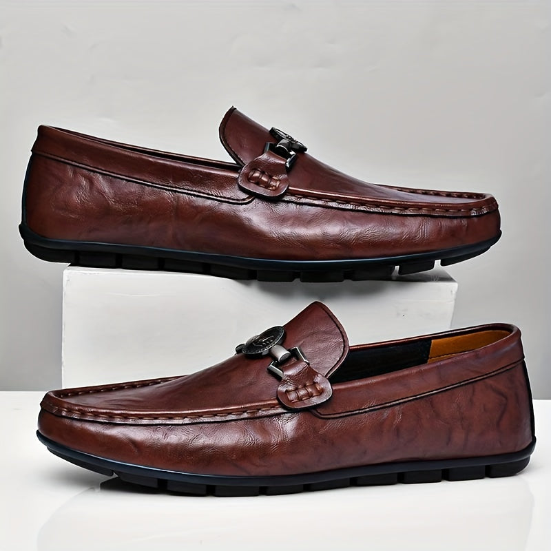 Men's Solid Loafers PU Driving Shoes Soft Sole