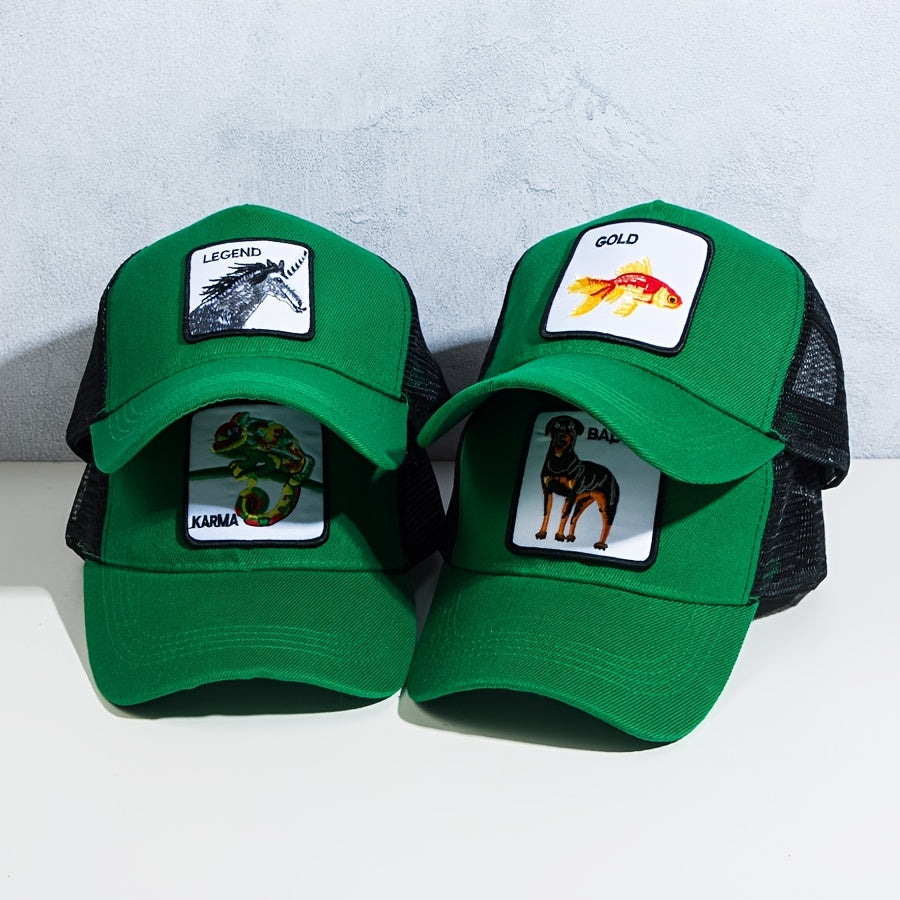 Green Animal Embroidered Baseball Cap Sunshade Peaked Cap