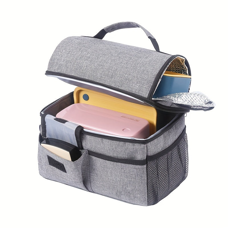 Portable Double Layer Insulated Lunch Bag for Outdoor Picnic