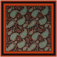 Large Paisley Print Square Scarf Vintage Satin Shawl Boho Head Scarf