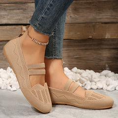Women's Mary Janes Knitted Mesh Flat Shoes Lightweight Summer Shoes