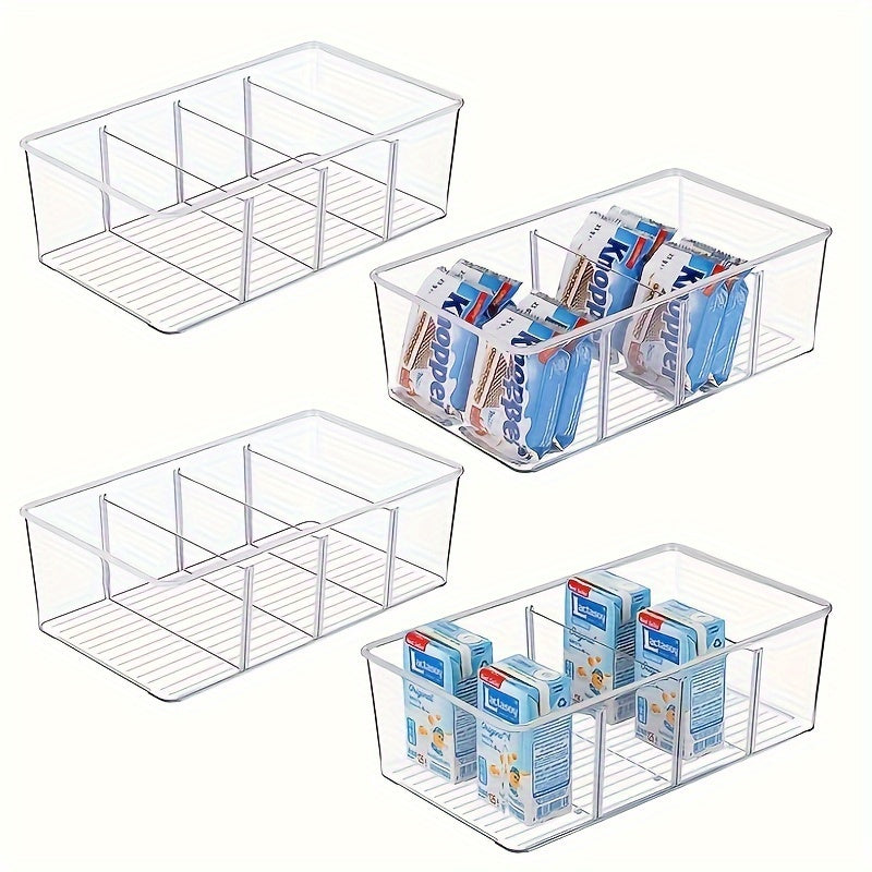 4pcs Divided Storage Box Desktop Convenience Clear