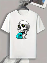 Skull Print Men's Graphic T-Shirt for Summer