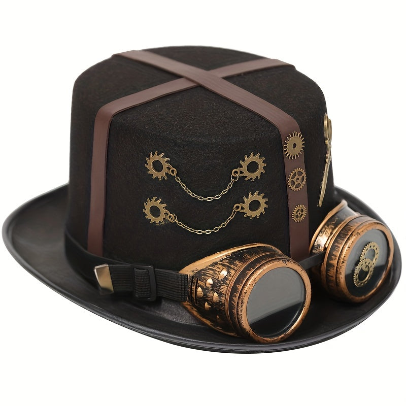 Steampunk PU Leather Cross Vintage Metal Gear Hat