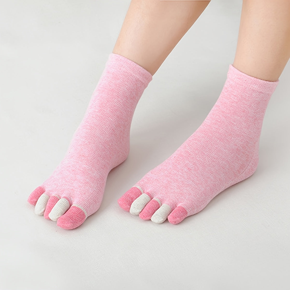 6 Pairs Candy Toe Socks Breathable Cotton Mid Tube Five Finger Women's Stockings