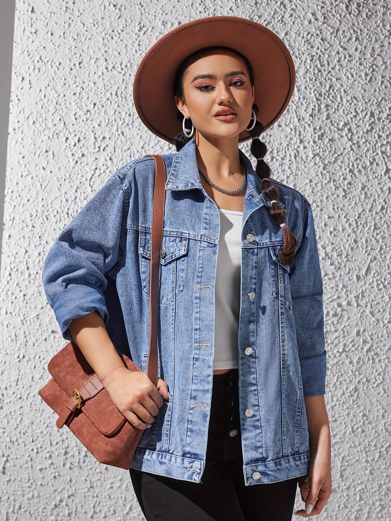 Retro Denim Jacket Women's Long Sleeve Button Up