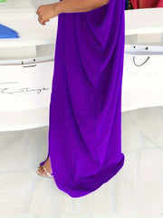 Plus Solid V Neck Maxi Ruched Stretch Tank Dress