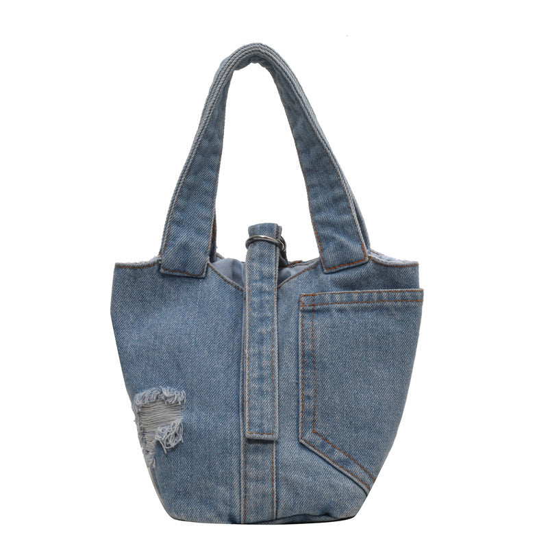 Vintage Denim Bucket Bag Coin Purse for Women