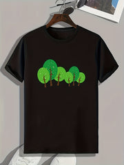 Cartoon Trees Pattern Print Men's Sports T-shirt