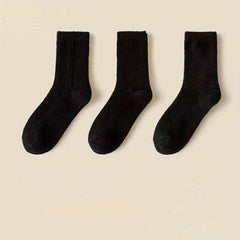 3 Pairs Comfy & Warm Mid Tube Socks Women's Stockings & Hosiery