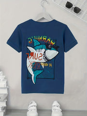 Sunglasses Shark Kid's T Shirt Short Sleeve Top for Summer