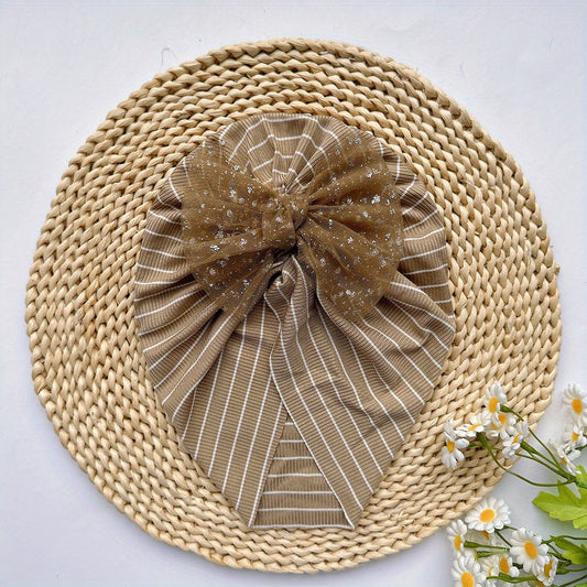 Striped Mesh Bow Hat for Girls