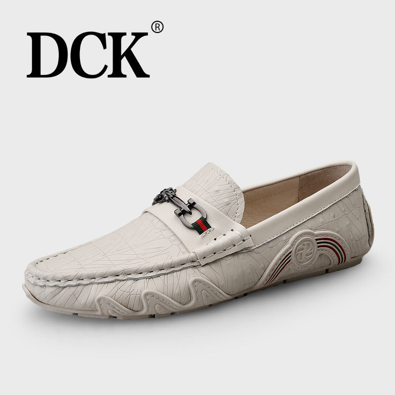 Men's Textured Moccasin Loafer Shoes Non-slip Slip-On Shoes