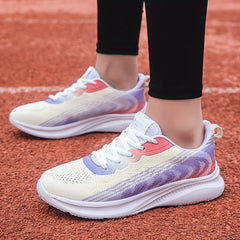Women's Knitted Running Shoes Lightweight Low Top Sports Lace Up