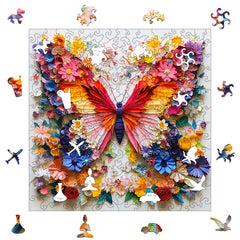 Colorful Butterfly Wooden Puzzle High Difficulty Magic Brain Teaser