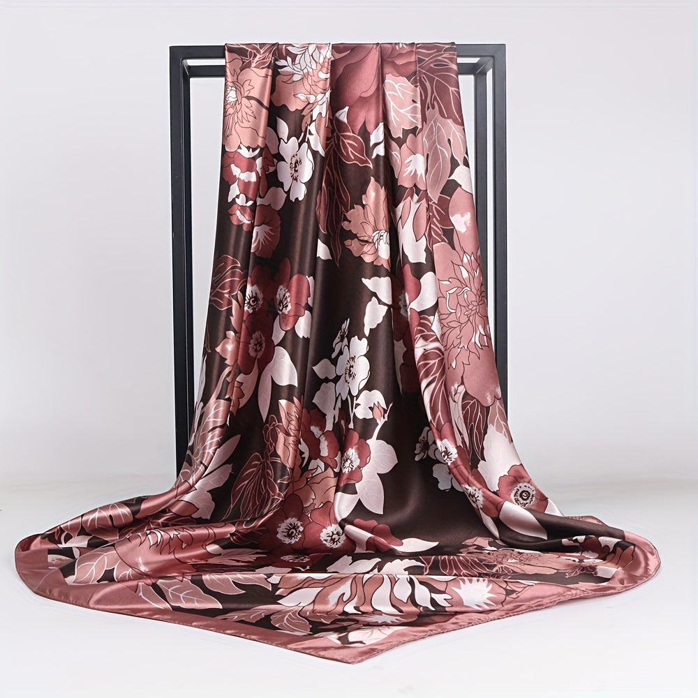 Silk Satin Square Scarf Printed Sunscreen Shawl Wrap Long Scarf