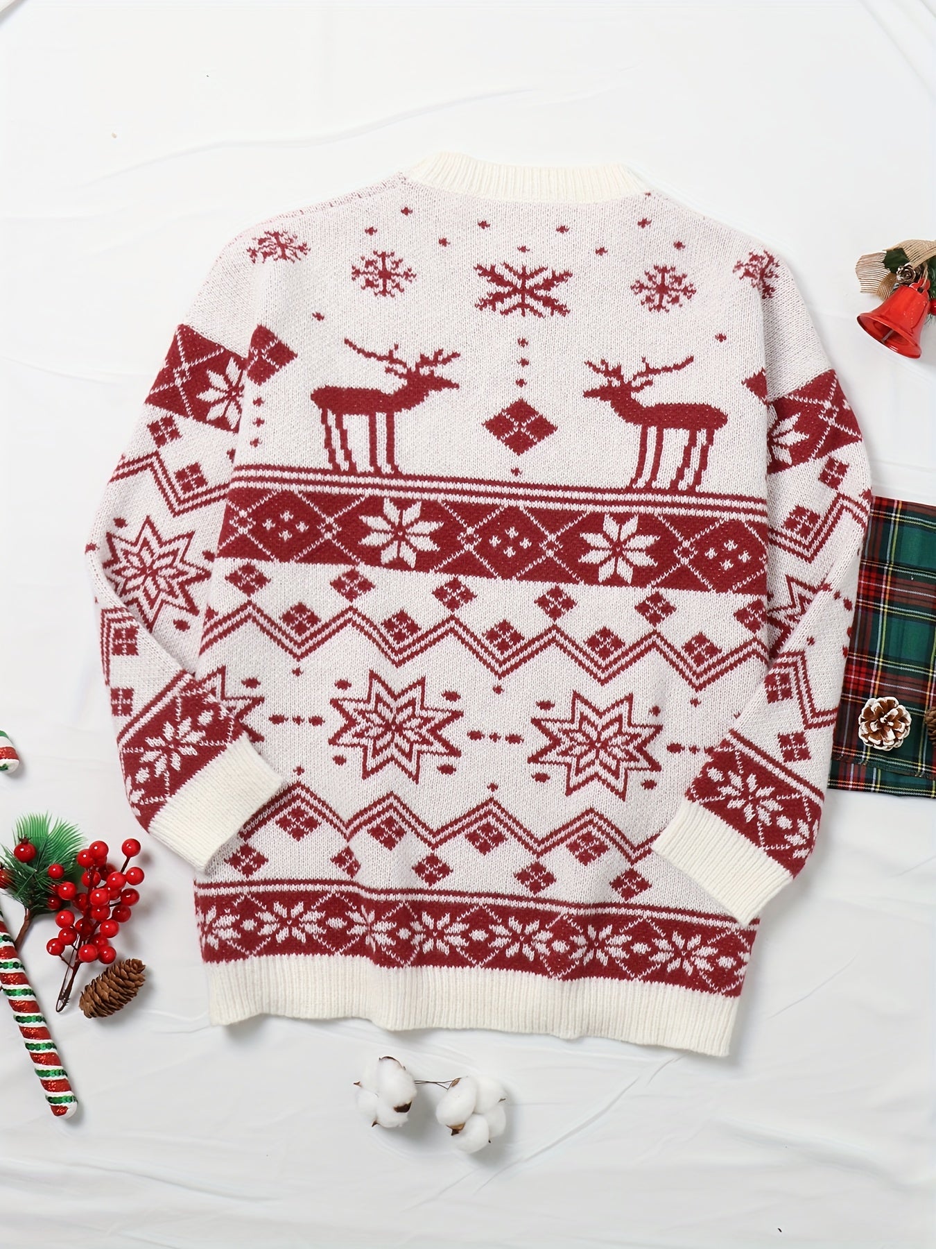 Christmas Casual Sweater Women's Plus Graphic Print Long Sleeve