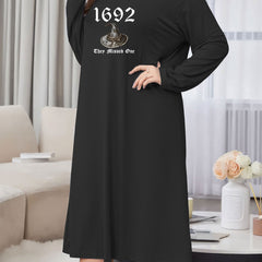 Halloween Loungewear Dress Women's Graphic Print Long Sleeve Sleep Dre