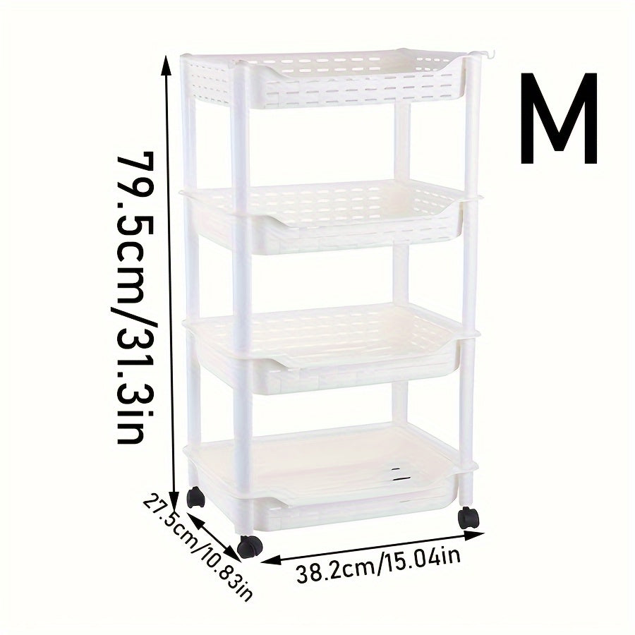 Plastic Storage Rack with Wheels for Snacks Toys Kitchen Seasoning Sto