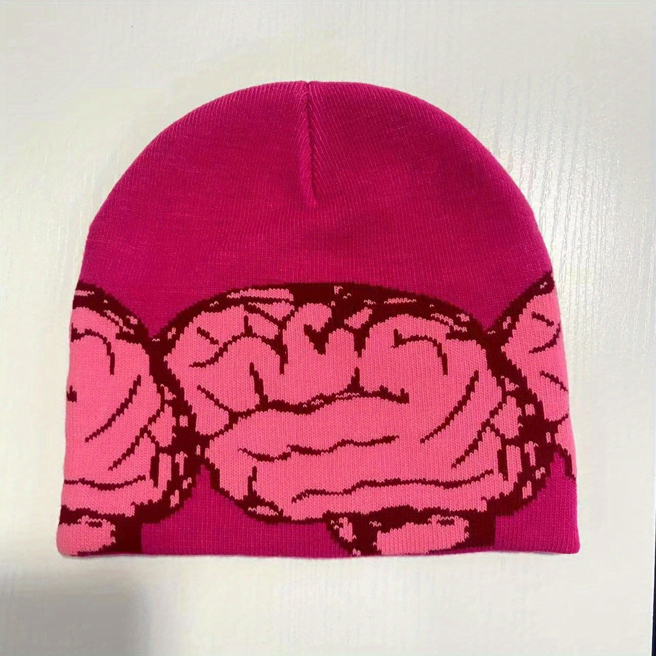 Y2K Brain Jacquard Beanie Candy Skull Cap Hip Hop Knitted Hat Warm Ski Hat