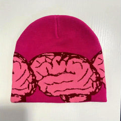 Y2K Brain Jacquard Beanie Candy Skull Cap Hip Hop Knitted Hat Warm Ski Hat