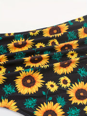 Sunflower Ruched High Waisted Bikini Bottoms