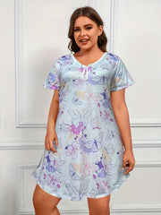 Tie Dye & Butterfly Print V Neck Nightdress
