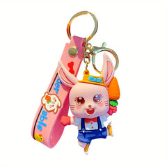 Cartoon Rabbit Keychain School Bag Ornament Car Key Chain Men Boys