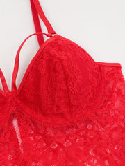 Eyelash Lace Strappy Bra & Panty Lingerie Set