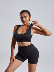 2pcs Yoga Sets Beauty Back Sports Bra & High Waist Butt Lifting Shorts
