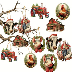 6pcs Christmas Farm Hanging Ornaments Xmas Tree Holiday Parties