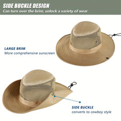 Men's Wide Brim UV Protection Sun Hat for Summer Beach Fishing Hiking