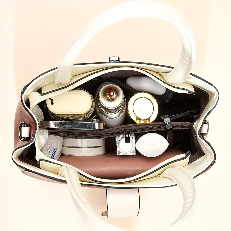 Classic Shoulder Bag Turn Lock Shoulder Bag With Clutch Pouch