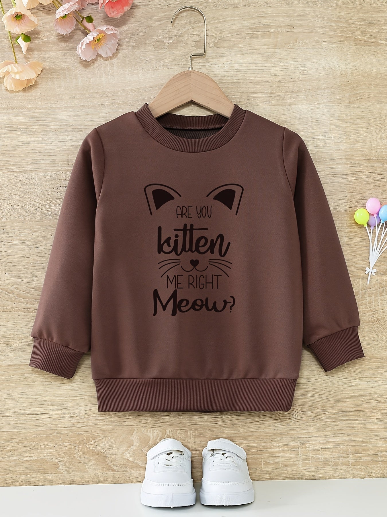 Girls Fun 'Are You Kitten Me' Round Neck Active Pullovers