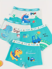 4pcs Boys Helicopter Fire Truck Bulldozer Boxer Briefs Underwear