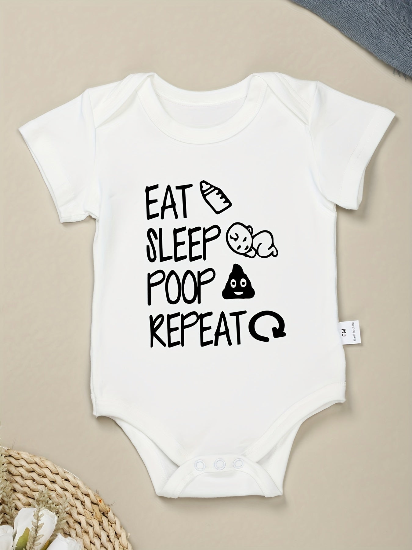 100% Cotton Baby Bodysuits Soft Crew Neck Baby Onesies